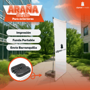 araña publicitaria exterior 60x160 cm resistente al sol y la lluvia