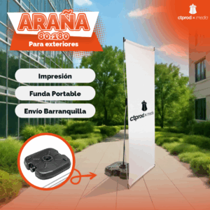 araña publicitaria exterior 80x180 cm estructura reforzada con lona impermeable